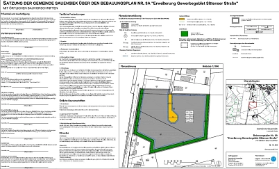 B-Plan 9 a Erweiterung Gewerbegebiet Sittenser Straße, der Gemeinde Sauensiek&nbsp;&copy;&nbsp;Gemeinde Sauensiek